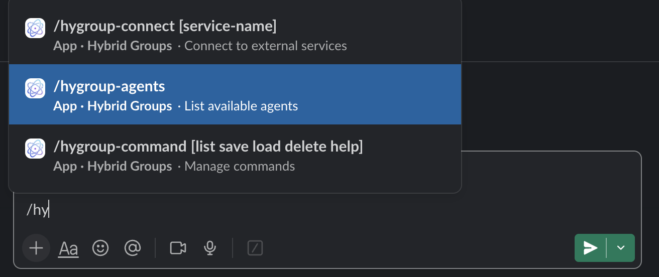Slash command for listing registered agents